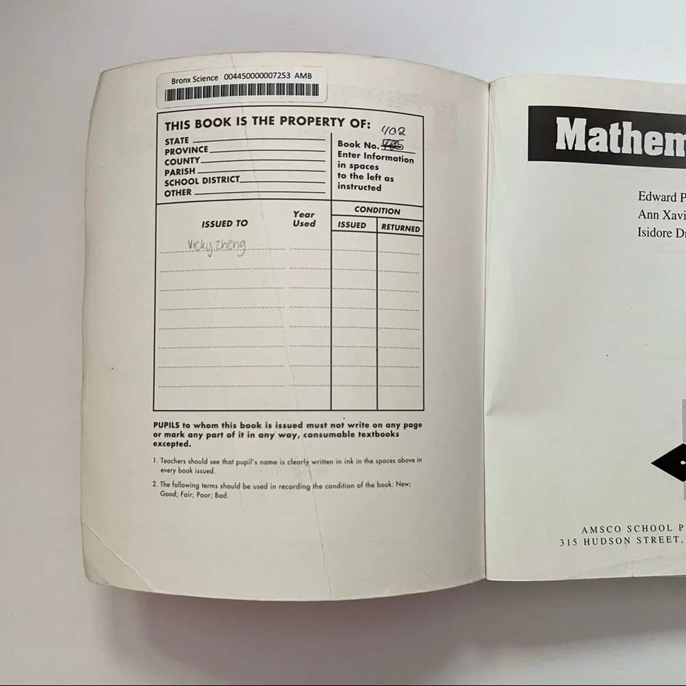 Amsco's Mathematics B Complete Coverage of New York State Core Curriculum Book